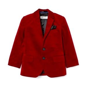 Boys H&M red suede blazer.